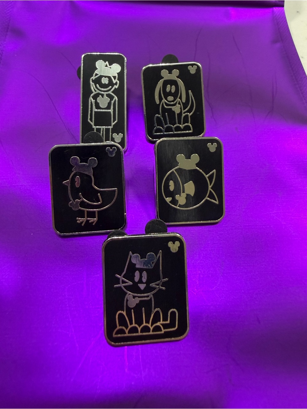 Disney Black and Silver Enamel Cute Pets Pin Set - Black & Silver